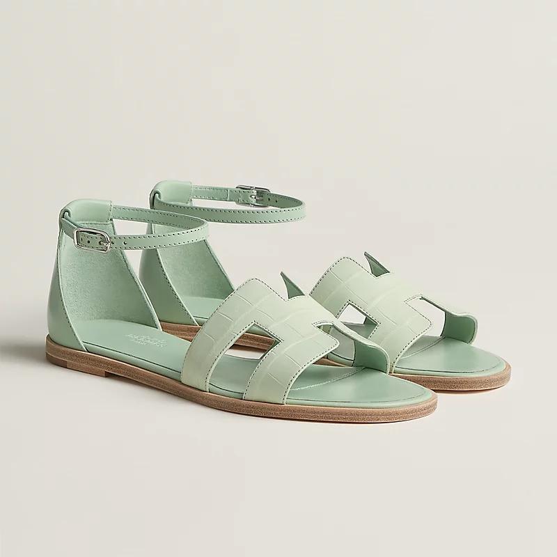 Giày Hermes Santorini Sandal Nữ Xanh Mint